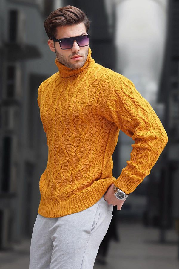 Madmext Mustard Turtleneck Men s Knitwear Sweater 6854 Trendyol