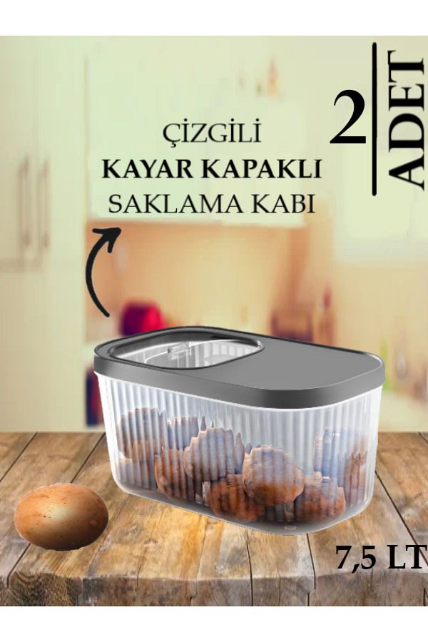 Bayev-7.5 Liter Food Pulses and Detergent Tablet Storage Set - 2 Storage Containers with Sliding Lid 1