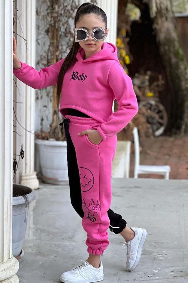 Baby girl pink tracksuit clearance