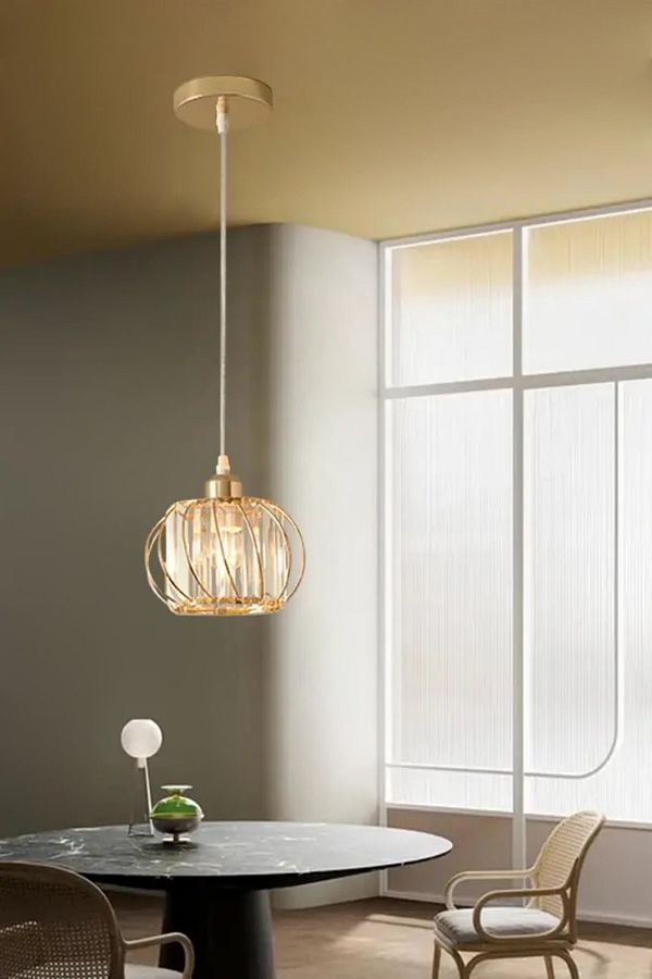 İNCE KRİSTAL-Modern Loop Model Crystal Stone Single Pendant Chandelier 1