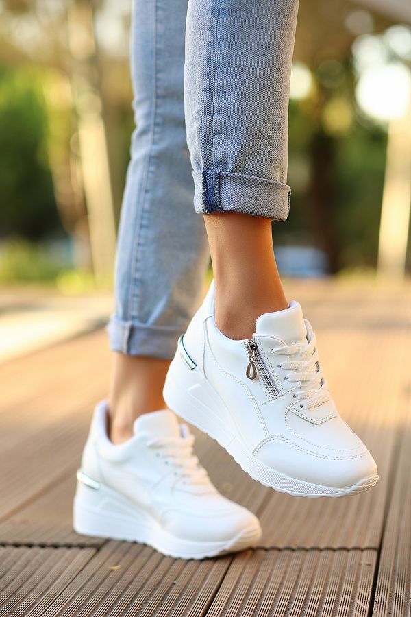 Madam Tarz Felicia Wedge Sole Zipper Detailed Casual Women s Sports Shoes Trendyol