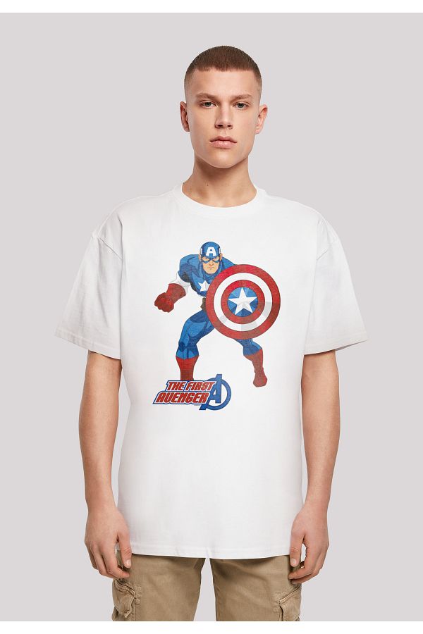 F4NT4STIC Herren Marvel Avengers Captain America The First Avenger Farbe mit schwerem Oversize T Shirt Trendyol