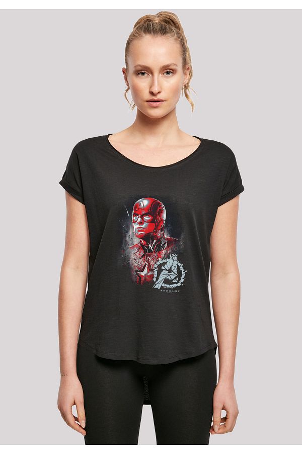 F4NT4STIC Damen Marvel Avengers Endgame Captain America Brushed mit Ladies Long Slub T Shirt Trendyol