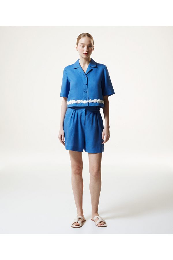 Machka-Elastic Waist Linen Shorts 1
