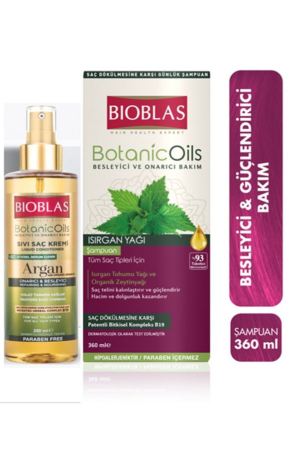 Bioblas-Shampoo Botanic Oils Nettle Oil 360ml + Argan Oil Liquid Conditioner 200ml 1