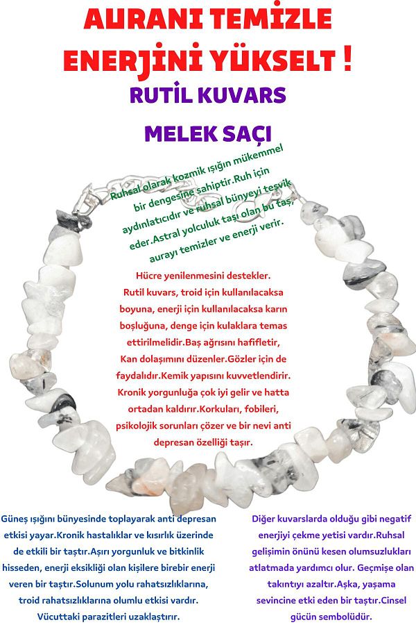 Doğal Taş Dünyası-Certified Natural Stone Rutile Quartz (ANGE HAIR) Bracelet Aaa Quality 1