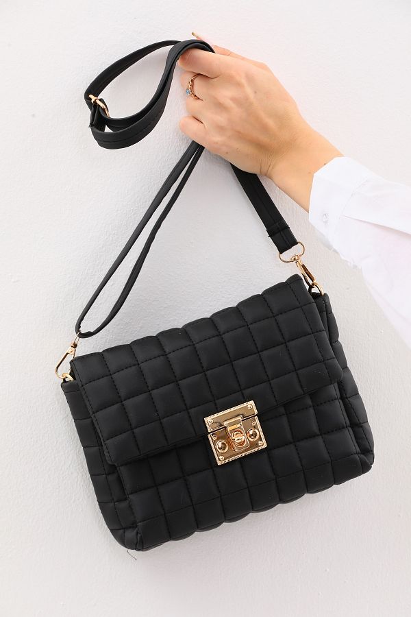 Bliss-Women's Khaki Quilted Patterned Adjustable Strap Shoulder Bag 1