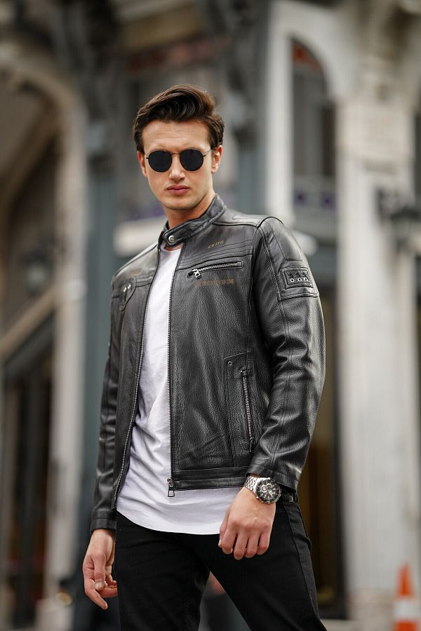 Leather sport coat in style online