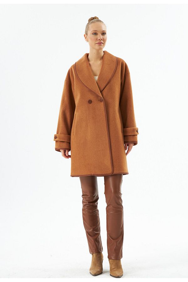 Tan bubble coat top