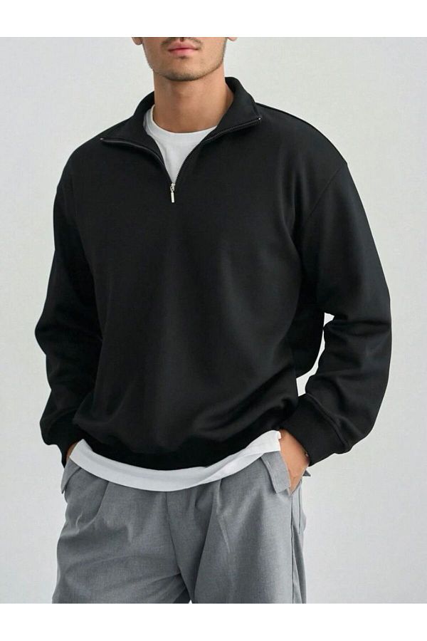 Sweatshirt with zip collar outlet