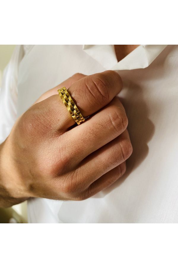 Fynbos Rolex Model Stainless Steel Gold Ring Trendyol