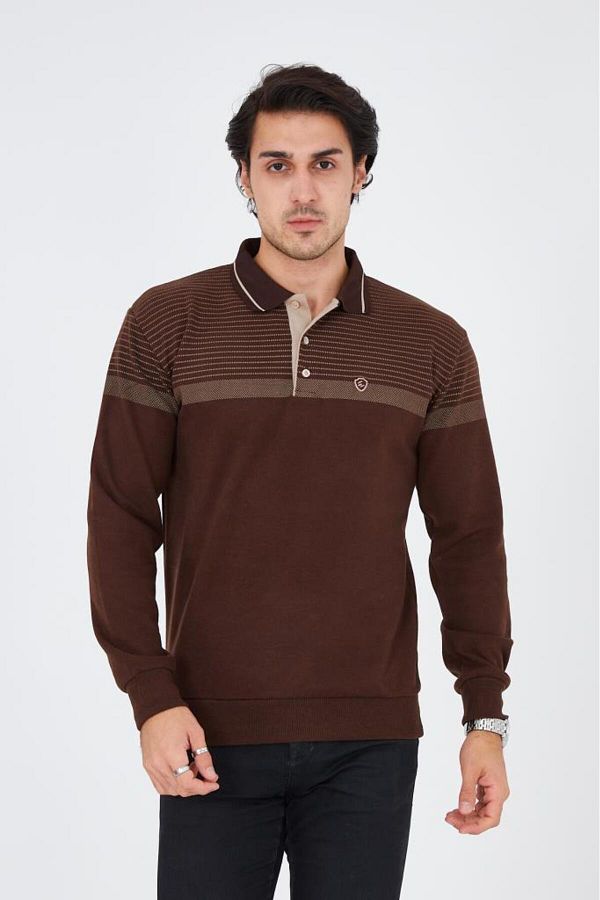 Rey Polo-1252 POLO NECK PRINTED SELANIC SWEATER 1