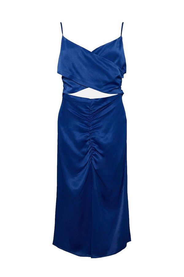 Karen Millen Thin Strap Navy Blue Satin Slit Women s Dress Trendyol