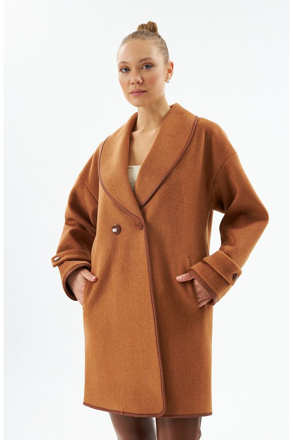 Bubble Tan Coat Trendyol