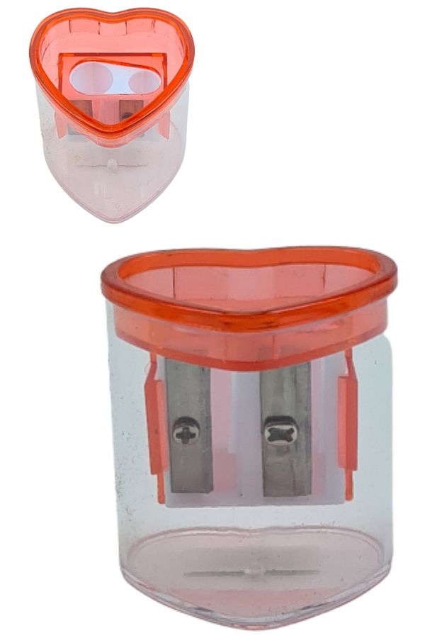 TGB-Heart Pencil Sharpener Two-Eye Pencil Sharpener Double Sided Pencil Sharpener with Tank Red 1