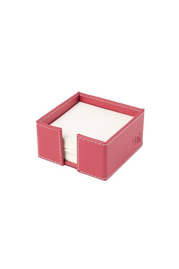 2K-Cube Notepad Holder Artificial Leather Desktop 10x10x5 Cm 1