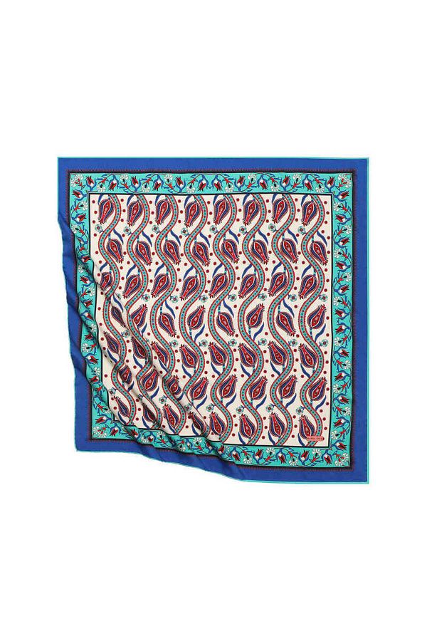 Bursa İpek-Mint Ivy Tulip Pattern Silky Scarf 1