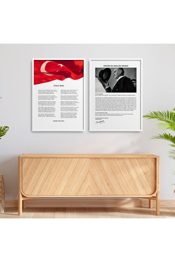 HOMEPACK-Set of Two Framed Independence Anthem, Youth Address Table Poster Set Double13 1