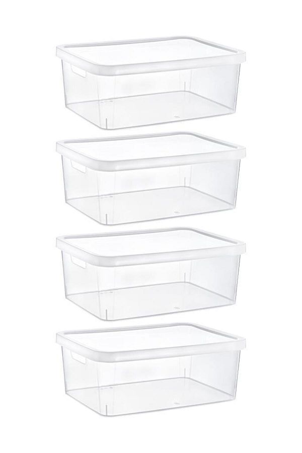 Smartware-Stafi Multi-Purpose Box with Lid 4.5 Lt Set of 4 Transparent 1