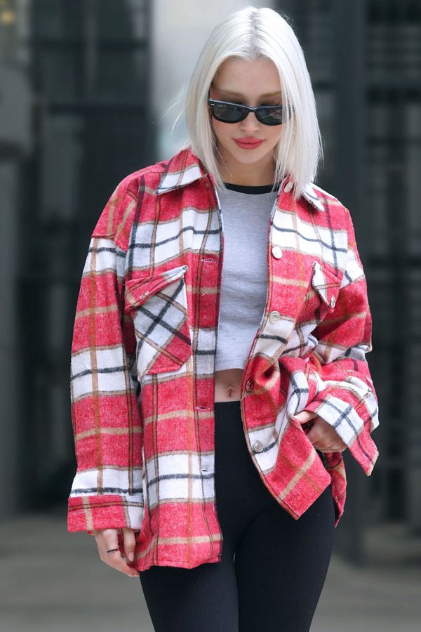 Madmext Mad Girls Red Plaid Jacket Mg042- Trendyol