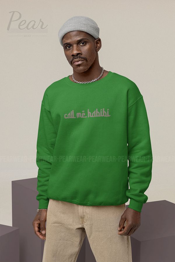 Pear Wear Call Me Habibi Printed Men s 3 Thread Raised Oversize Sweatshirt Trendyol