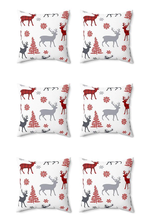 FUS BLUE-Set of 6 New Year's Patterned Christmas Throw Pillows and Pillowcases 1