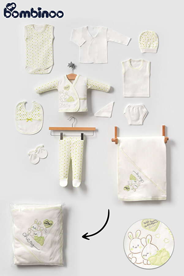 webombinoo 10 PARÇA YENİDOĞAN HATANE ÇIKIŞI ZIIBIN SET YEŞİL RENK