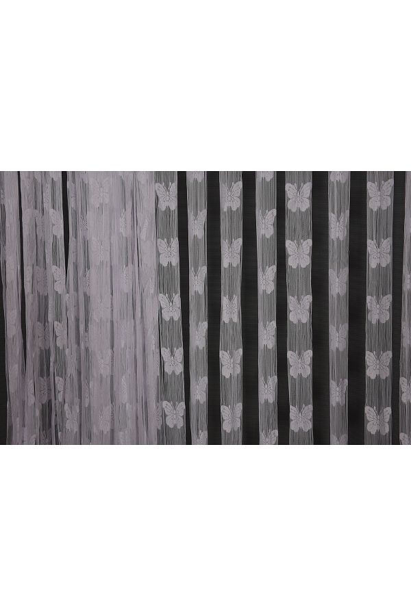 AKÇA TEKSTİL-BUTTERFLY MODEL BROKEN WHITE COLOR STRING CURTAIN READY BUTTONS STITCHED STRING CURTAIN 300*270 cm 1
