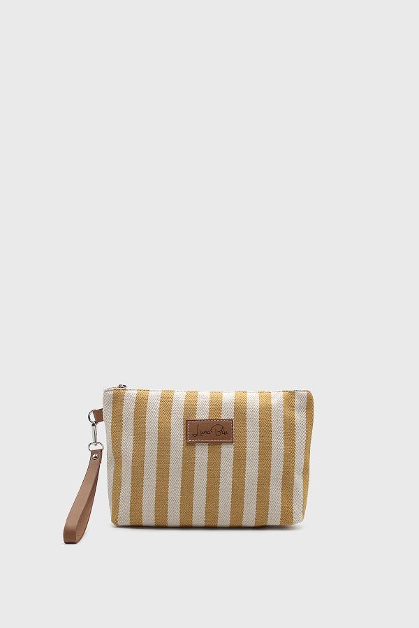 LUNABLU-Women's Striped Linen Clutch Bag 1