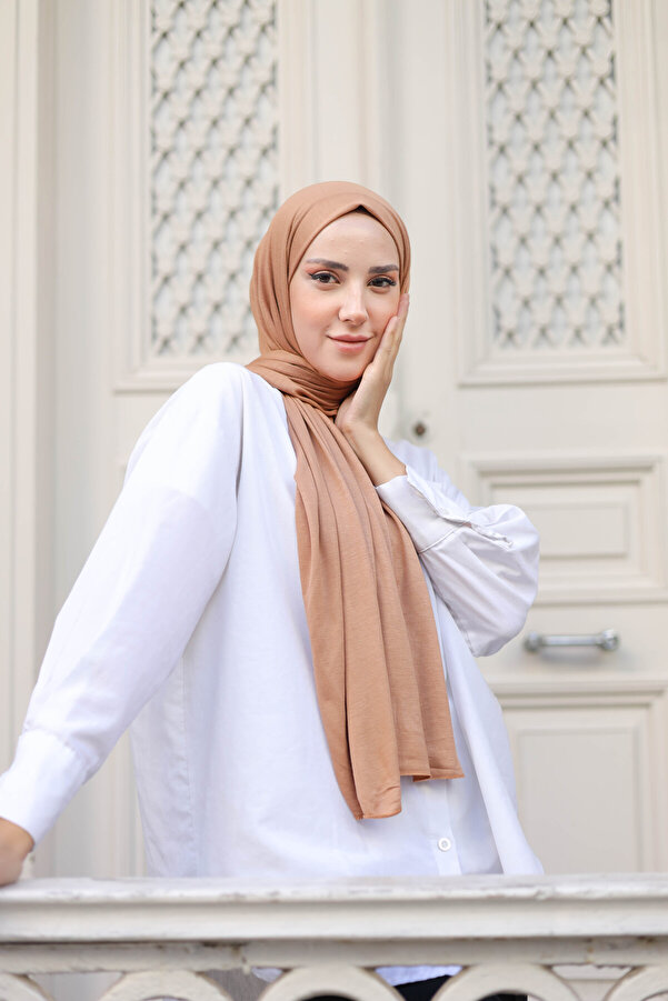 shalby Hijab Combed Shawl Apricot- Trendyol