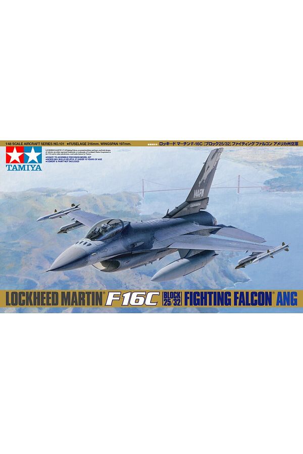 TAMIYA-1/48 F-16C Block 25/32 Fighting Falcon Plastic Aircraft Model Kit, Disassembled Hobby Set 1