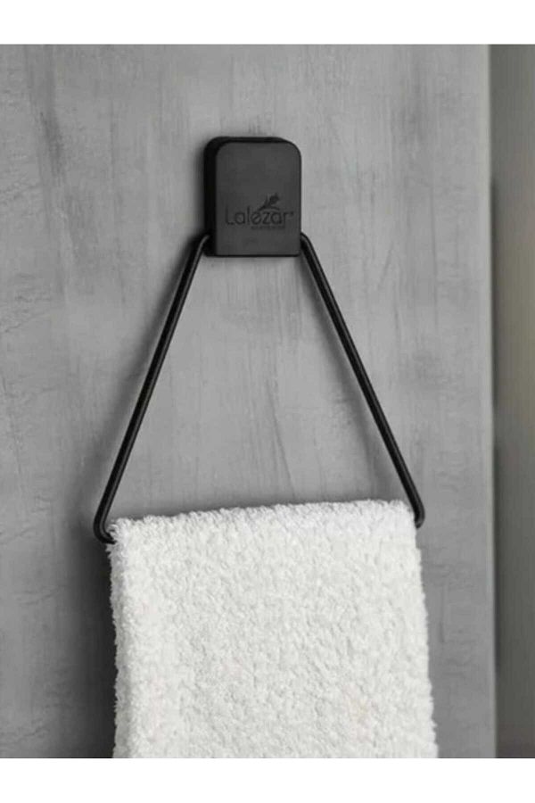 Mucha Luxury Adhesive Triangle Stainless Metal Black Screwless Towel Holder 20 Cm Trendyol