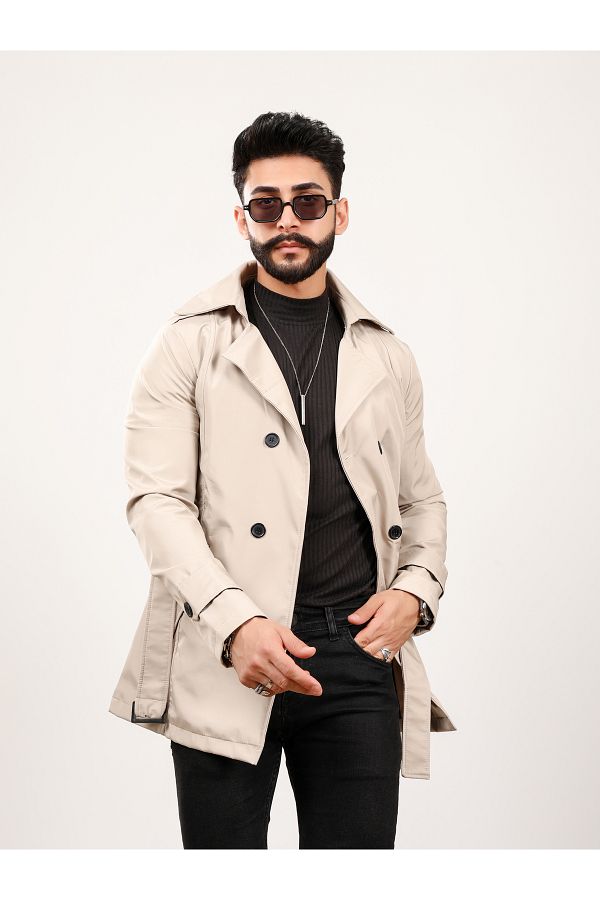 Stone color trench coat deals