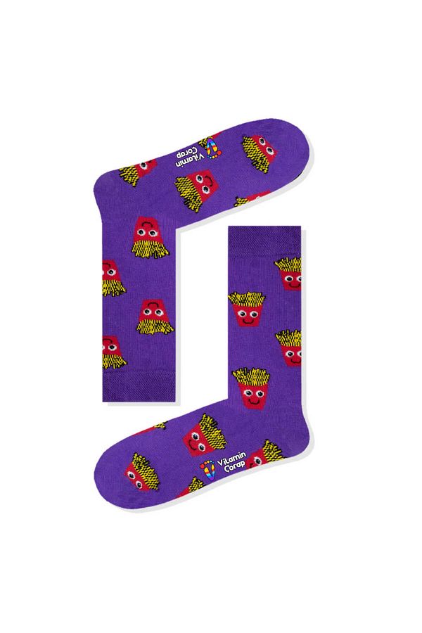 Vitamin Çorap-Potato Purple Colored Socks 1