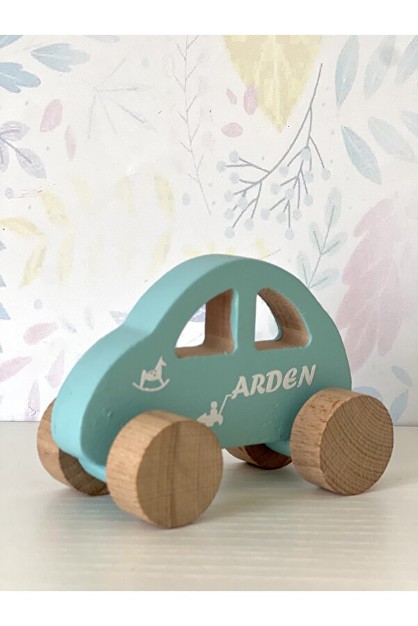 mogokids Kişiye özel renkli isimli oyuncak ahşap araba dekor ve hediyelik