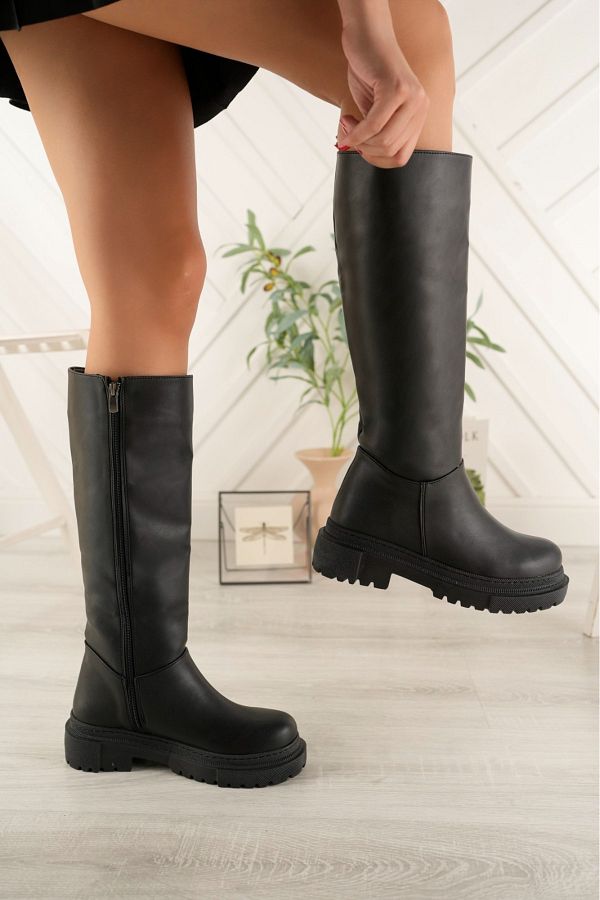Rubber sole knee high boots shop