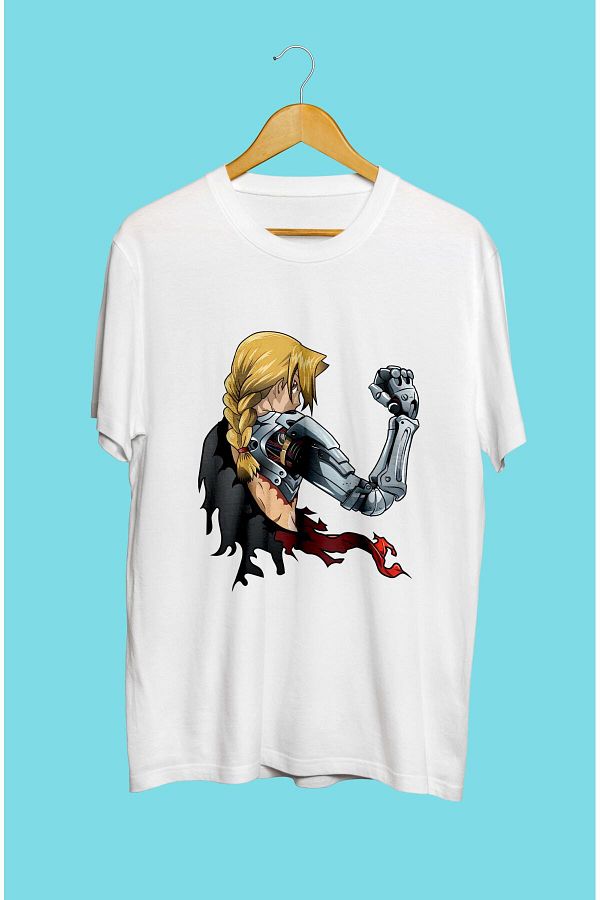 FULL TOLERANCE-Full Metal Alchemist Edward Elric (metanic Sleeve) Anime Character Printed Special Design T-Shirt 1