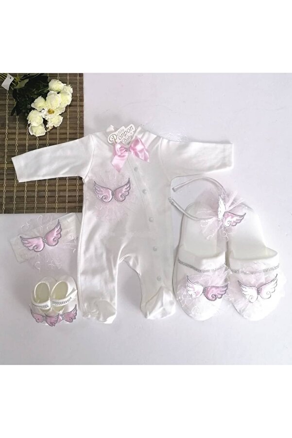 aykor tekstil ANNE KIZ LOHUSA TAÇ TERLİK SET MELEK KANATLI