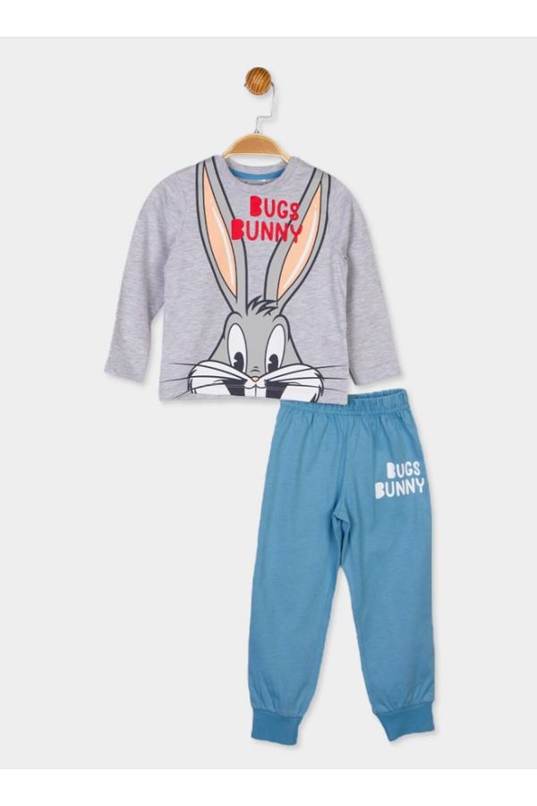 Junipo Kids Bugs Bunny Licensed Boys Pajamas JNP1051 GRI BLUE Trendyol