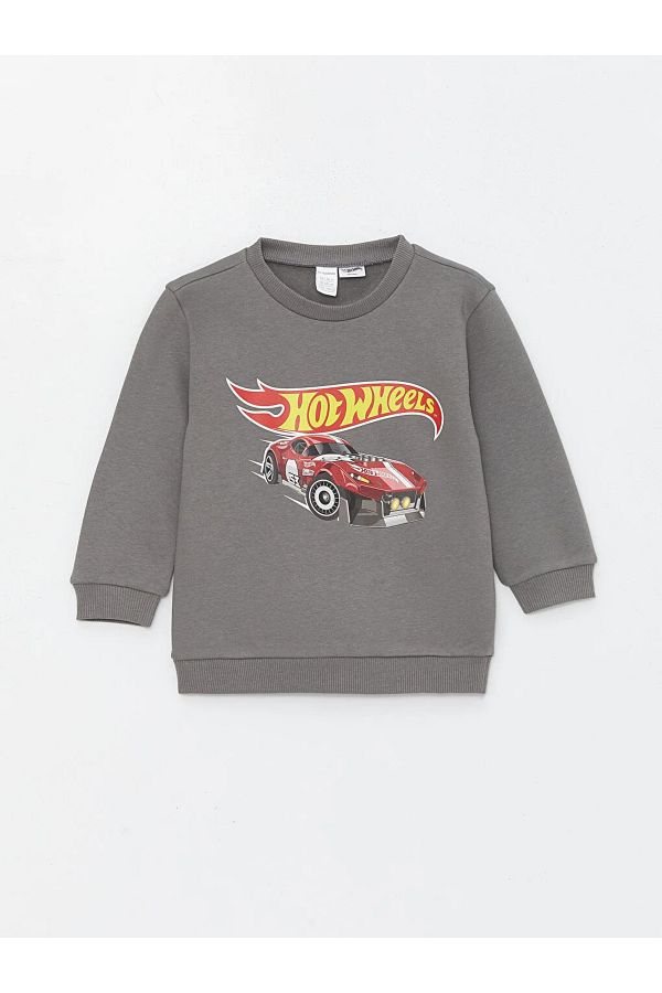 LC Waikiki Crew Neck Hot Wheels Printed Baby Boy Sweatshirt Trendyol