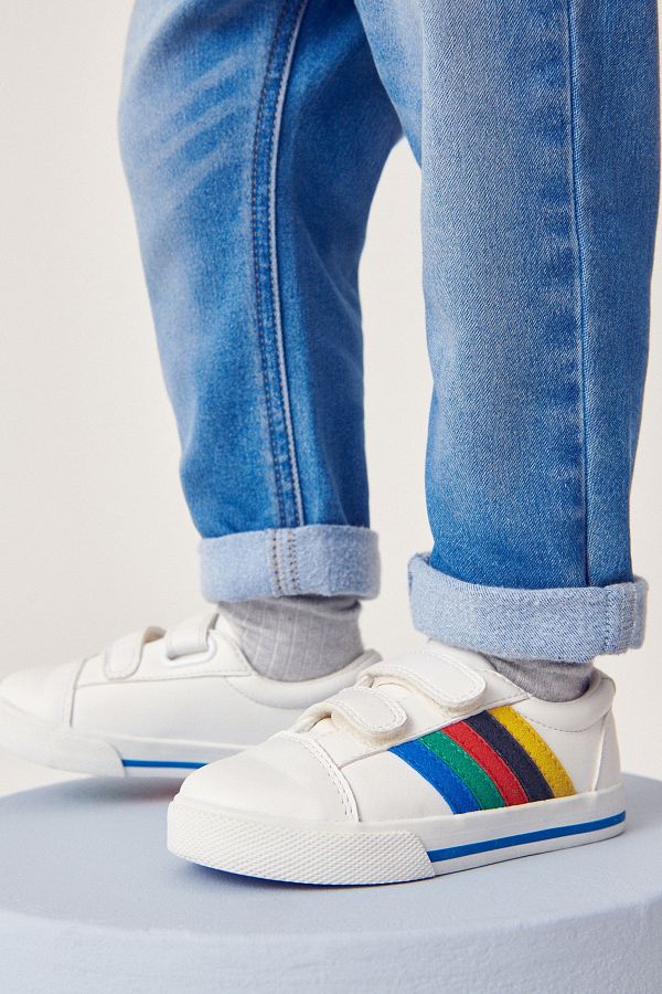 Next Baby White Rainbow Stripe Strap Touch Fastening Orthopedic Sole Boys Shoes Trendyol