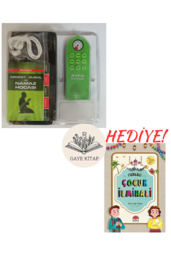 Ayfa Basın Yayın EĞİTİCİ NAMAZ SETİ SESLİ SECCADE ( YEŞİL RENK ) - ETKİNLİKLİ ÇOCUK İLMİHALİ HEDİYELİ!