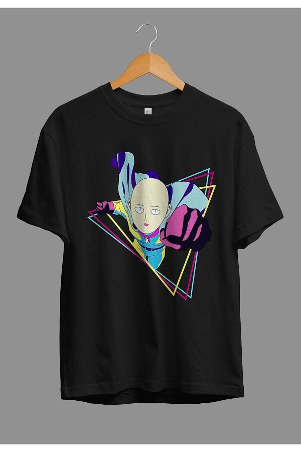 FULL TOLERANCE-Oversize One Punch Man Saitama (neon) Anime Character Printed Special Design T-Shirt 1