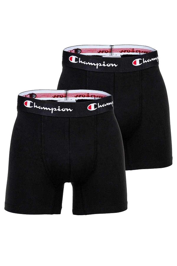 Champion-Herren Trunks, 2er Pack -Boxershorts, Baumwolle, Logobund, einfarbig 1
