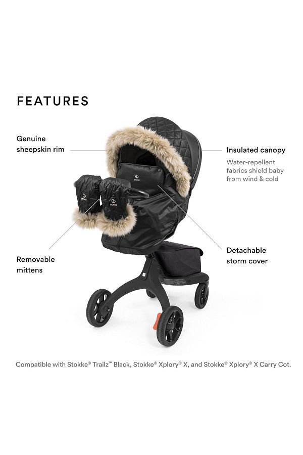 Stokke Winter Set Baby Stroller Windbreaker and Gloves for Moms Genuine Sheepskin Wheels Trendyol
