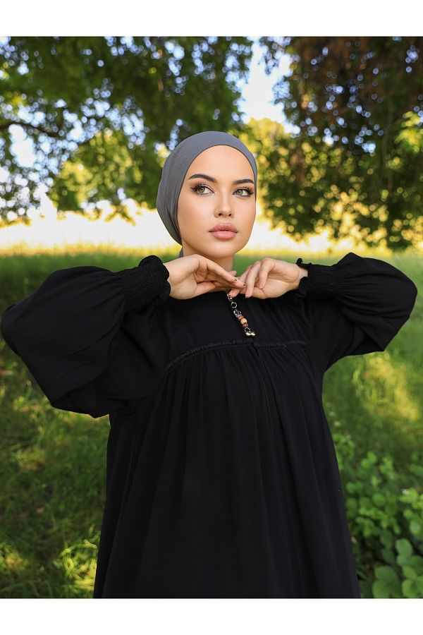 Nissra Cap Abaya Black Basic Trendyol