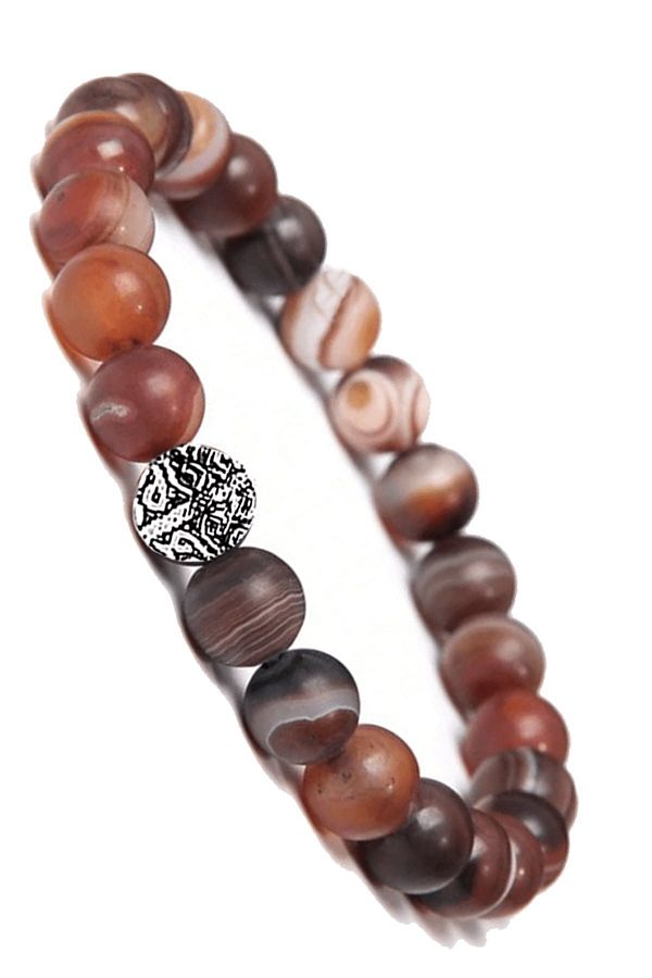 Tesbih Atölyesi-Certified Raw Unprocessed Carneol - Carnelian Agate Stone Bracelet - With Silver Device 1