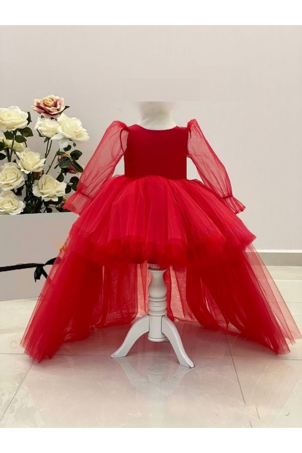 Short front long tail dress hot sale