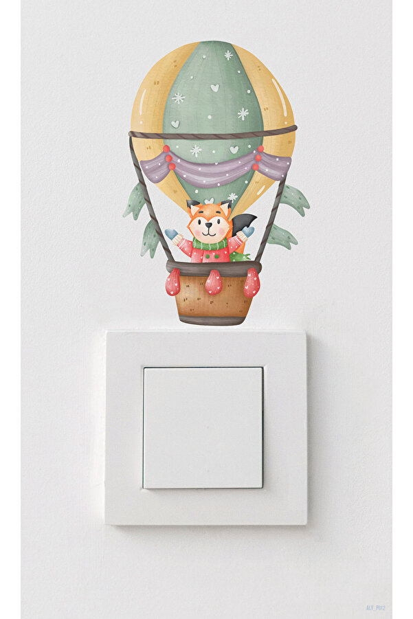 AlyMarkt Şirin Kedi Balon Yolculuğu Temalı Çocuk Odası Priz Dolap Kapı Duvar Ayna Cam için Eğlenceli Sticker
