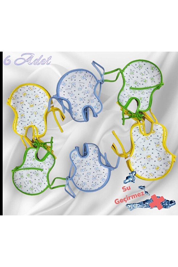 LittlePoffy Erkek Bebek Salya Mama Önlüğü Koldan Giydirmeli 6'lı Fular Set Su Geçirmez